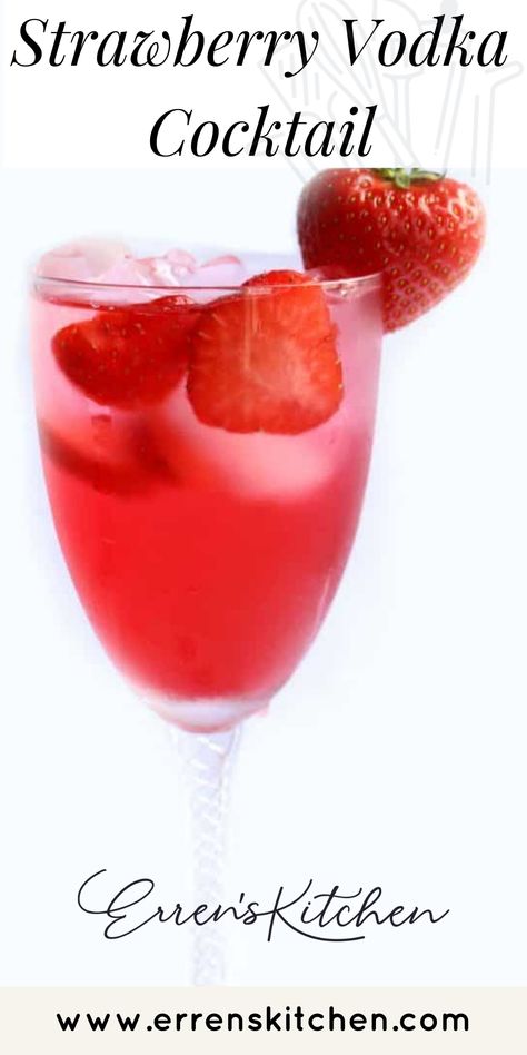 This Strawberry Vodka Cocktail is made with strawberry schnapps, vodka, lemonade & cranberry juice. It's the perfect summer cocktail for warm summer nights or days by the pool. Fruit Drink Recipes, Fruity Alcoholic Drinks, Strawberry Cocktail Recipe, Vodka Sprite, Pub Drinks, Fruit Drinks Recipes, Cranberry Juice And Vodka, Strawberry Cocktail, Fruity Alcohol Drinks