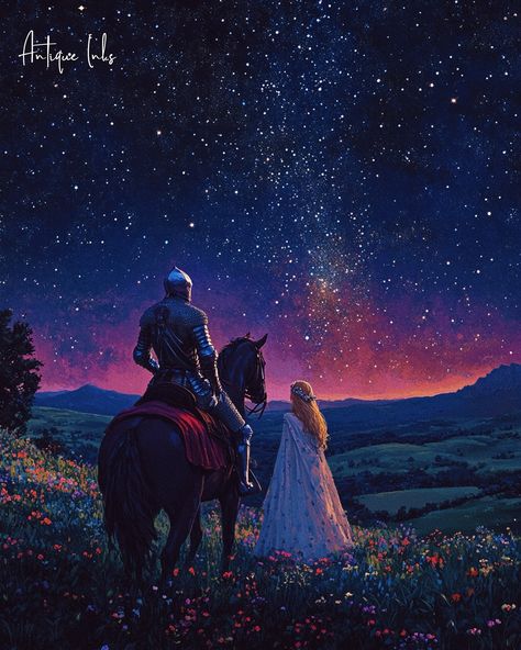 Lady And Knight, Find Each Other Again, High Resolution Prints, Inspirational Aesthetic, Love The World, Noble Knight, Romance Art, Final Fantasy Art, Medieval Knight