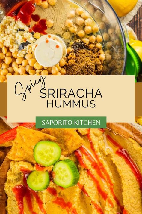 Sriracha Hummus, Spicy Hummus Recipe, Dessert Hummus Recipe, Spicy Hummus, Dessert Hummus, Pumpkin Hummus, Hot Chili Sauce, Hummus Dip, Dry Chickpeas