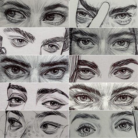 Eye Different Angles, Human Eyes Drawing, Happy Eyes Drawing, Mmmmonexx Art, Sketching Eyes, Human Eye Drawing, Ideas For Sketchbook, Monster Ink, Drawing Sketch Ideas