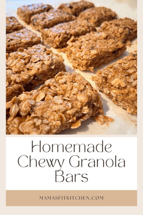 Chewy Granola Bars – Mama's Fit Kitchen Granola Bar Recipe Chewy, Chewy Granola Bars Homemade, Granola Bar Recipe Healthy, Bars Recipes Healthy, Chewy Granola Bars, Granola Recipe Bars, Chewy Granola, Homemade Granola Bars, Granola Bar