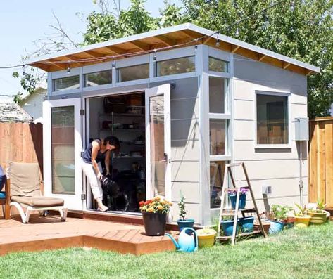 Oakland, California Backyard Studio Prefabricated Sheds, Backyard Art Studio, Small Shed, Office Shed, California Backyard, Art Shed, Studio Shed, Backyard Studio, Backyard Office