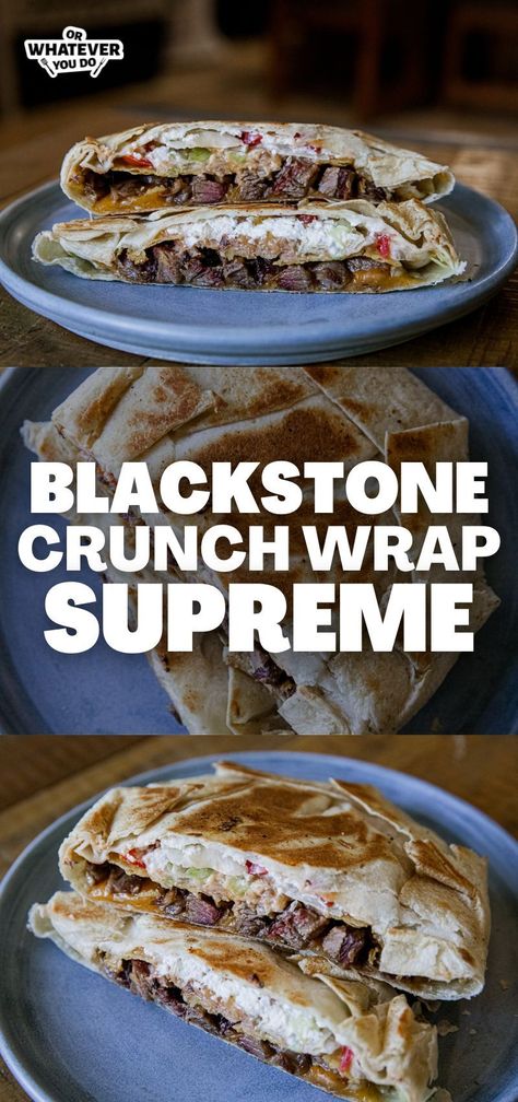 Blackstone Crunch Wrap Supreme Prime Rib Recipe Easy, Leftover Prime Rib Recipes, Blackstone Recipes, Easy Taco Recipes, Dinner Favorites, Crunch Wrap, Big Families, Prime Rib Recipe, Griddle Recipes