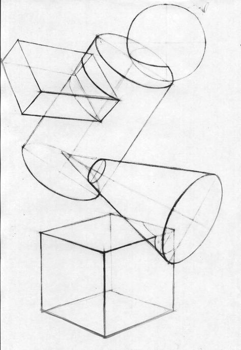 Orthographic Drawing, Geometric Shapes Drawing, 3d Geometric Shapes, Structural Drawing, Shadow Drawing, Architecture Drawing Sketchbooks, Perspective Drawing Architecture, Perspective Drawing Lessons, Geometric Shapes Art