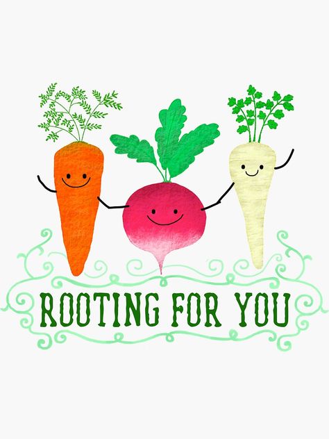 "Rooting for you - Punny Garden" Sticker by PunnyGarden | Redbubble Garden Puns, Motivational Sticker, Vehicle Paint, Garden Items, Botol Air, Window Painting, Free Paper, Car Stickers, Puns