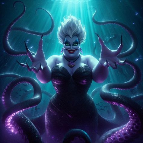 Ursula Wallpaper, Disney Female Villains, Ursula Art, Evil Disney Princesses, Ariel Ursula, Dark Disney Art, Twisted Disney Princesses, Disney Evil Queen, Disney Sleeve