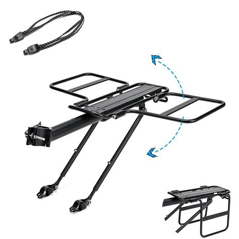 Jranter Bike Bicycle Cargo Rack Bike Rear Cargo Rack Quick Release Foldable Bike Rack Velo, Bicycle Rear Rack, Three Wheel Bicycle, Rear Bike Rack, Foldable Bike, Bike Fit, Bike Mirror, Foldable Bikes, Wooden Bike