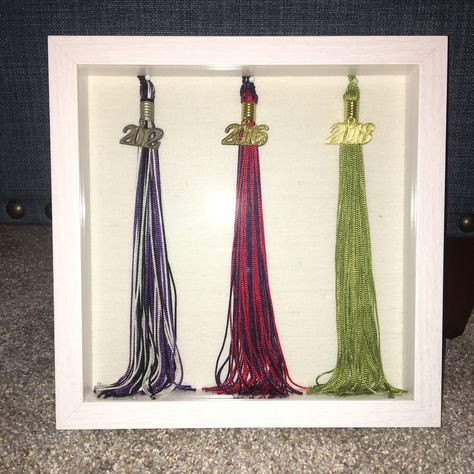 #graduation #tassel #highschool #bachelors #masters #shadowbox Graduation Tassel Ideas Display, Graduation Tassel Display, Graduation Tassel Ideas, Tassel Ideas, Graduation Cords, Charm Ideas, Graduation Tassel, Tassel Crafts, Grad Caps