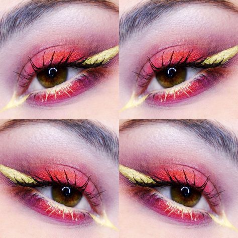 more lightning like liner Flash Inspired Makeup, The Flash Makeup, Flash Makeup, Superhero Makeup, Eyeshadow Palette Collection, Saint Patricks Day Makeup, Extra Makeup, Halloween Eyeshadow, Holloween Makeup