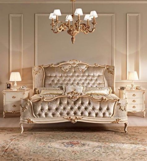 Bridal Furniture, Artdeco Interiors, Royal Bedroom Design, Classy Bedroom Decor, Royal Bedroom, Classy Bedroom, White Bed, Gorgeous Bedrooms, Classic Bedroom