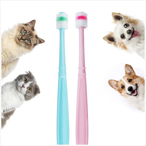 Blavvennt Small Dog & Cat Toothbrush Puppy Toothbrush 360 Degree Deep Clean Fresh Breath Pet Toothbrush for Cat Dental Care D Dog Teeth Brushing, Brush Dogs Teeth, Puppy Toothbrush, Pet Toothbrush, Cat Toothbrush, Dog Toothbrush, Paw Cleaner, Cat Cleaning, Dog Teeth Cleaning