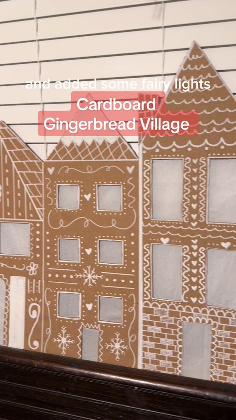 Sam ✨ DIY & Party Ideas on TikTok Gingerbread Village Cardboard, Diy Life Size Gingerbread House, Cardboard Gingerbread Village, Amazon Boxes, Diy Party Ideas, Diy Gingerbread, Gingerbread Diy, Amazon Box, Easy Diys