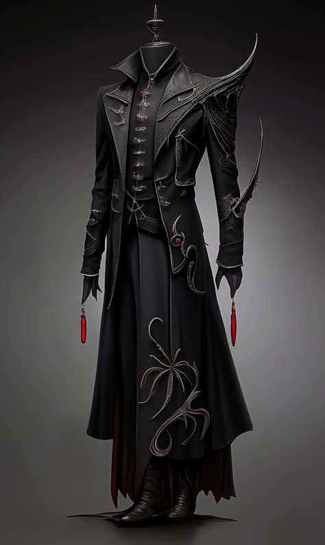 Red And Black Goth Outfits Men, Skeleton Suit, Cosmic God, Medieval Goth, Suit Art, Outfit Male, Met Gala Outfits, Outfit Suit, Fancy Suit