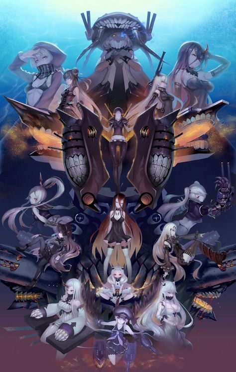 Abyssal Army~Kancolle Kancolle Abyssal, Yuri Manga, Anime Backgrounds Wallpapers, Kantai Collection, Aircraft Carrier, Monster Girl, Anime Ships, Anime Background