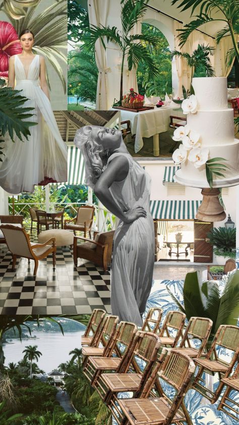 Created by sisteredstates on Shuffles Old Money Tropical Aesthetic, White Lotus Wedding, White Lotus Wedding Decor, White Lotus Themed Party, White Lotus Party, White Lotus Aesthetic, Tropical Aesthetic, Sicily Wedding, Table Arrangements Wedding