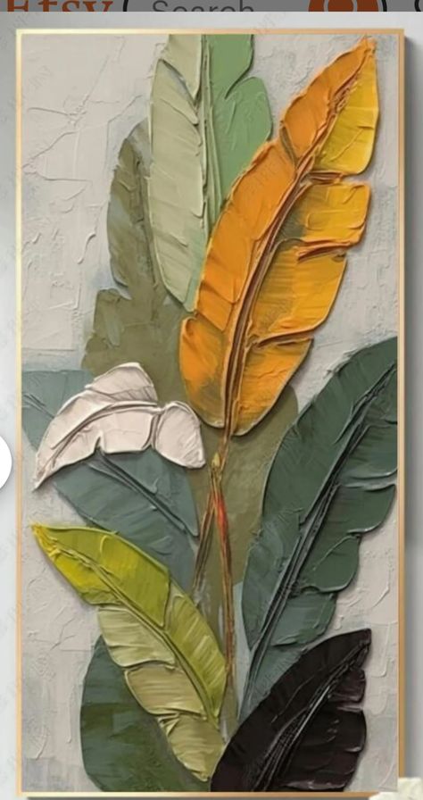 Texture Art Leaves, Colorful Textured Art, Leaf Oil Painting, Banana Leaf Art, Relief Painting, Sculpture Art Projects, Home 2023, Diy Abstract Canvas Art, Plaster Wall Art