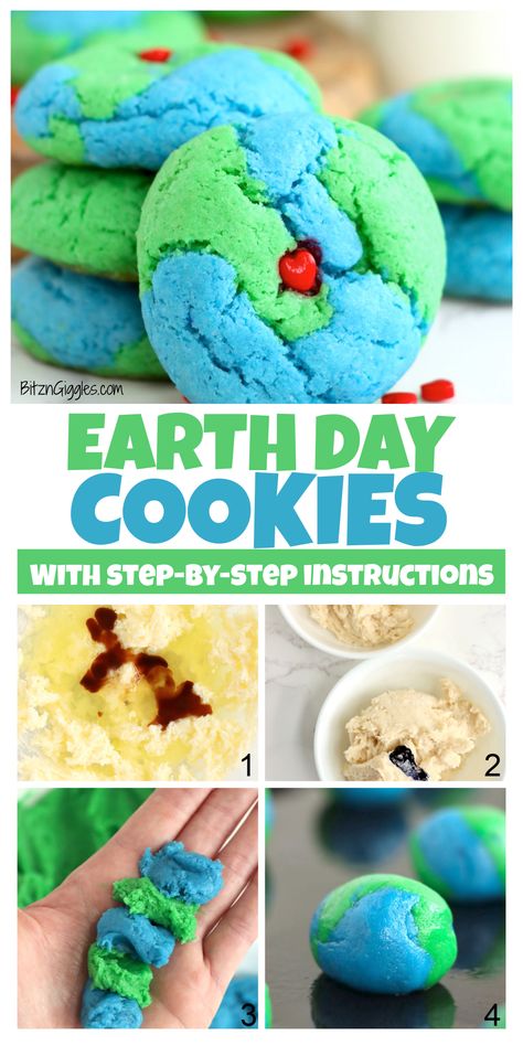 With Earth Day right around the corner, it’s the perfect time to enjoy these delicious Earth Day cookies. Not only are they super simple to make, but they are absolutely adorable and the perfect way to celebrate the Earth. Earth Day Cake Mix Cookies, Earth Cookies Decorated, Earth Day Desserts, Earth Dessert, Earth Cakes, Earth Day Treats, Earth Cookies, Earth Day Cookies, Simple Sugar Cookies