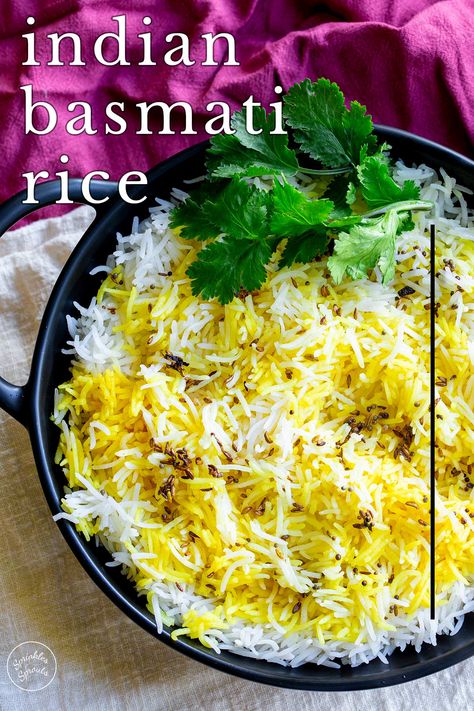 Indian Basmati Rice is the perfect side dish for a curry. Serve it with a saucy curry gravy for a delicious dinner. Basmati rice is light and fluffy with an aromatic, almost nutty floral taste, and with this easy recipe, your basmati rice will always be perfect. Just like you get from your favorite takeout place! Read the restaurant cooking secrets to give you PERFECT basmati rice every time. Basmati Rice Recipes Easy, Indian Basmati Rice, Basmati Rice Recipe, Indian Takeout, Best Rice Recipe, Basmati Rice Recipes, Cooking Basmati Rice, Indian Rice Recipes, Chicken Fried Rice Recipe