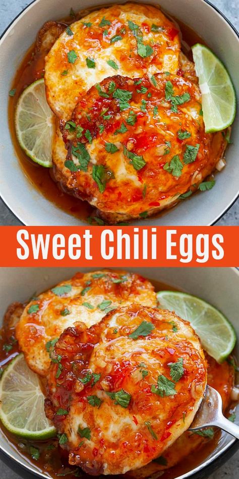 Fried Egg Dishes, Fried Egg Recipes Dinners, Asian Egg Breakfast, Thai Breakfast Recipes, Thai Eggs, Chili Eggs, Asian Egg Recipe, Fried Egg Recipe, Brekkie Ideas