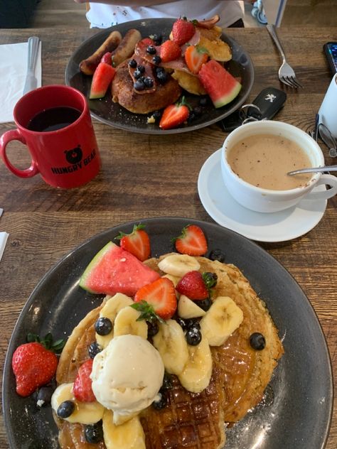 #breakfast #bunch #date #dateideas #waffles #vegan #icecream #sweet #pancakes #dessert #coffee #cafe #restaurant #ireland Pancakes Dessert, Breakfast Dates, Pancake Restaurant, Waffles Vegan, Sweet Pancakes, Hungry Bear, Breakfast Date, Summer 24, Coffee Cafe