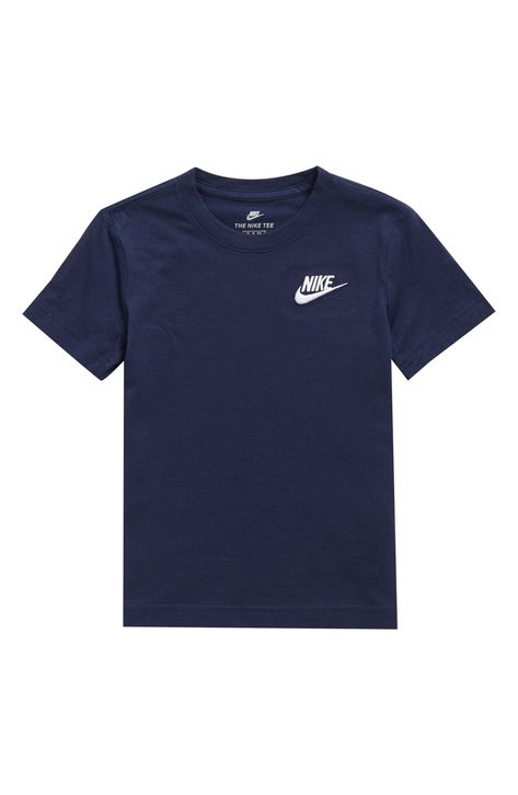 An embroidered logo adds a sporty feel to this stylish crew neck T-shirt. Crewneck Short sleeves 60% cotton, 40% polyester Machine wash, tumble dry Imported Nike Crew Neck T-shirt For Fan Merchandise, Nike Sporty Crew Neck T-shirt, Nike Collegiate Crew Neck T-shirt, Nike Blue T-shirt With Logo Print, Nike Navy Sports T-shirt, Nike Tees, Neck T Shirt, Short Sleeves, Nordstrom