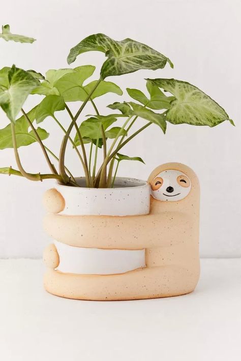 Sloth Planter Sloth Planter, A Sloth, Tanah Liat, Plant Mom, Diy Clay, Ceramic Planters, Clay Projects, Air Dry Clay, Plant Decor