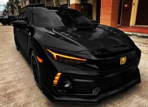 Chevy Cruze Custom, Black Honda Civic, Civic G10, Honda Civic Hatch, Blacked Out Cars, Corolla Car, Honda Civic Car, Black Honda, Honda Civic Sport