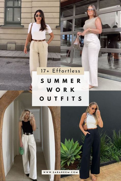 Looking for summer work outfits that look effortlessly stylish for any office setting? You'll love this list of 17+ work outfit ideas to copy this summer 2024. Corporate Office Outfits Women Summer, Baddie Office, Summer Business Outfits, Summer Office Attire, Summer Work Outfits Office Casual, Summer Work Outfits Office, Look Working Girl, Summer Business Casual Outfits, Hot Weather Outfits