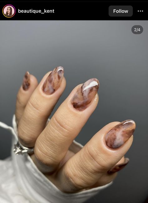 Coffee Marble Nails, Brown Marble Nails Design, Maroon Marble Nails, Nude Brown Nail Designs, Brown Marble Nails, Cafe Nails, Bubble Nails, Brown Acrylic Nails, Brown Nails Design