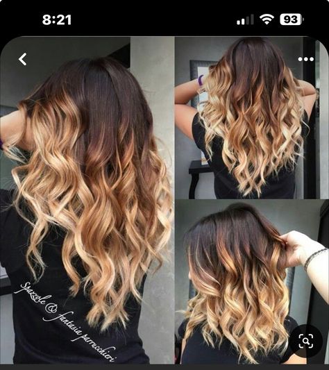 Hand Paint Balayage, Hombre Hair Color Ideas, Balayage Hair Updo, Ombre Hair Color Curly Hair, Brunette Hair Color Ideas For Summer, Cute Summer Hair Colors For Brunettes, Colored Balayage Fun, Sombre Hair Blonde Balayage, Auburn And Blonde Balayage