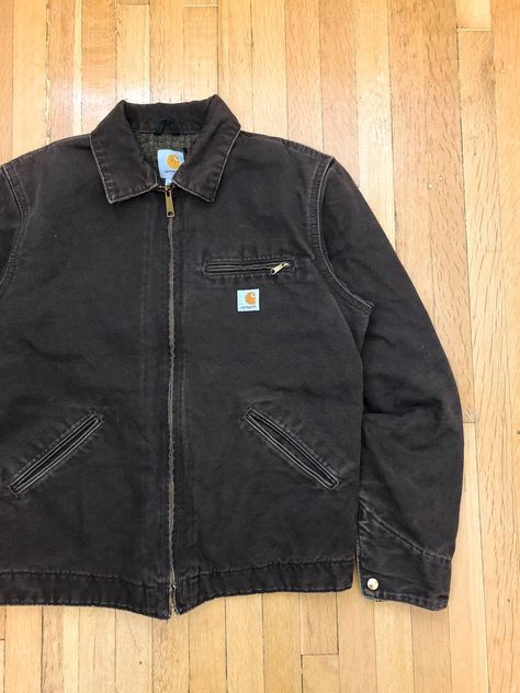 Vintage 90s Carhartt Faded Brown Detroit Jacket | Grailed Carhartt Detroit Jacket, Street Jacket, Detroit Jacket, Carhartt Detroit, Harrington Jacket, Men's Outerwear, Men Fashion Casual Outfits, Travel Inspo, Mens Outerwear