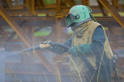 Sand blasting safety. Worker showing the protective equipment for safety when sa , #sponsored, #Worker, #showing, #protective, #Sand, #blasting #ad Stormwater Management, Sand Blasting, Cute Designs To Draw, Drain Cleaner, Paint Remover, Commercial Cleaning, How To Remove Rust, Pressure Washing, Many Men