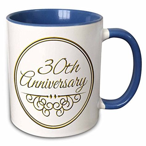 3dRose InspirationzStore Occasions  30th Anniversary gift  gold text for celebrating wedding anniversaries  30 years married together  11oz TwoTone Blue Mug mug_154472_6 *** Want to know more, click on the image.  This link participates in Amazon Service LLC Associates Program, a program designed to let participant earn advertising fees by advertising and linking to Amazon.com. 17th Anniversary Gifts, 49th Wedding Anniversary, 45th Wedding Anniversary Gifts, 45th Anniversary Gifts, 41st Anniversary, 15th Anniversary Gift, 60th Anniversary Gifts, 19th Anniversary Gifts, 30th Anniversary Gifts