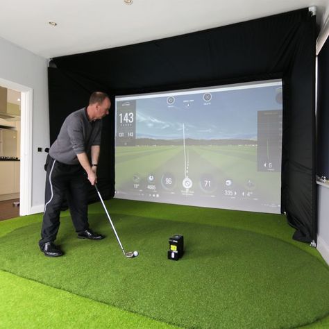 Outdoor Golf Simulator, Diy Golf Simulator, Golf Studio, Golf Man Cave, Simulator Room, Home Golf Simulator, Indoor Golf Simulator, Diy Golf, Golf Simulator Room