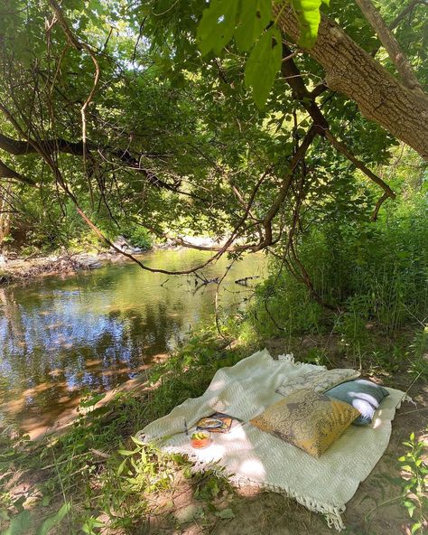 A dreamy picnic in a picture - that leads to a women’s Instagram account who practices and teaches yoga and conscious living River In The Forest, Picnic Summer, River Life, Reading A Book, Rich Life, Forest River, Let It Go, Take Me Home, In The Forest