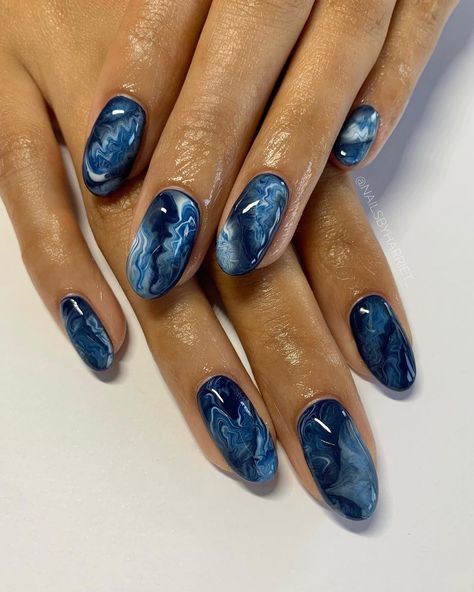 Nail Art Designs For Beginners, Nail 2023, Easy Nail Art Designs, Blue Gel Nails, Marble Nail Designs, Art Designs Ideas, Hippie Nails, Design Nail, Nails Desing