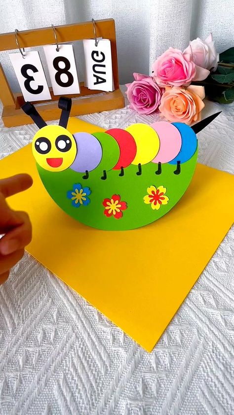 Catapiller Crafts, Caterpillar Arts And Crafts, Simple Art And Craft For Kindergarten, Circle Caterpillar Craft, Caterpillar Paper Craft, 3d Caterpillar Craft, Caterpillar Kindergarten, Caterpillar Crafts For Kids, Paper Caterpillar Craft