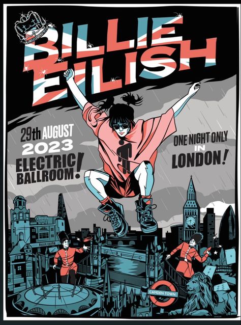 Billie Eilish Poster, James Bond Theme, London Poster, Camden Town, Blue Poster, London Street Style, Pose Reference Photo, One Night, Concert Posters