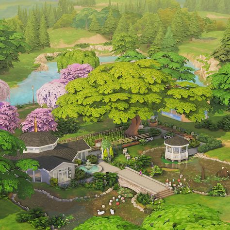 Public Vanilla Builds Willow Creek Gym Sims 4, Magnolia Park, Magnolia Blossom, Willow Creek, Los Sims, Sims 4 Build, Parking Design, Event Center, A Park