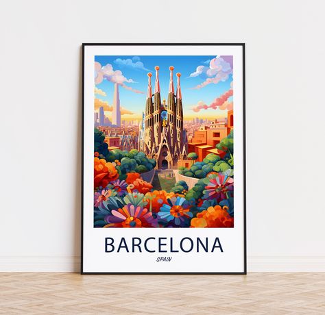 Barcelona Travel Poster, Barcelona Poster, Barcelona Print, Barcelona Home, Artwork Gifts, Barcelona Travel, Poster Collection, Home Decor Vintage, National Park Posters