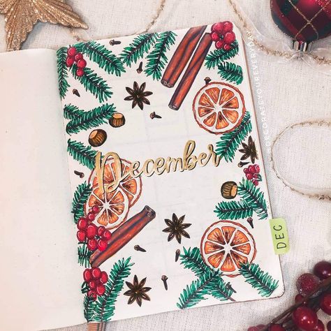 December Bullet Journal Ideas, Bullet Journal Christmas, December Bullet Journal, Bullet Journal Cover Page, Bullet Planner, Bullet Journal Ideas, Christmas Journal, Bullet Journal Design Ideas, 12 December