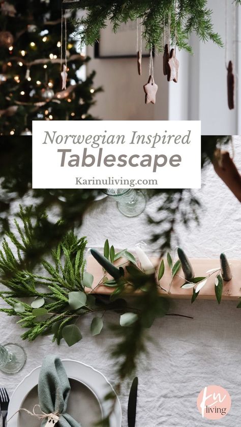 Nordic Christmas Table Decorations, Swedish Table Decor, Scandinavian Christmas Table Settings, Nordic Christmas Table Setting, Scandinavian Christmas Party, Scandi Christmas Table Setting, Scandi Table Setting, Winter Tablescapes Simple, Scandinavian Christmas Table Decor