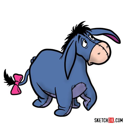 How to draw Eeyore | Winnie-the-Pooh - Step by step drawing tutorials Eeyore Images, Toon Characters, Donkey Drawing, Eeyore Pictures, Winnie The Pooh Drawing, Piglet Winnie The Pooh, Paw Drawing, Hulk Character, Easy Drawing Guides