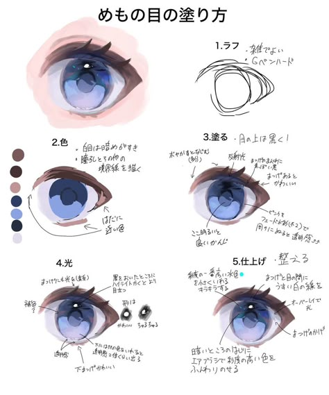 Colours Drawing, Cute Eyes Drawing, Eye Drawing Tutorials, How To Shade, Digital Art Beginner, 캐릭터 드로잉, Hair Colours, Anime Eye Drawing, Digital Painting Tutorials