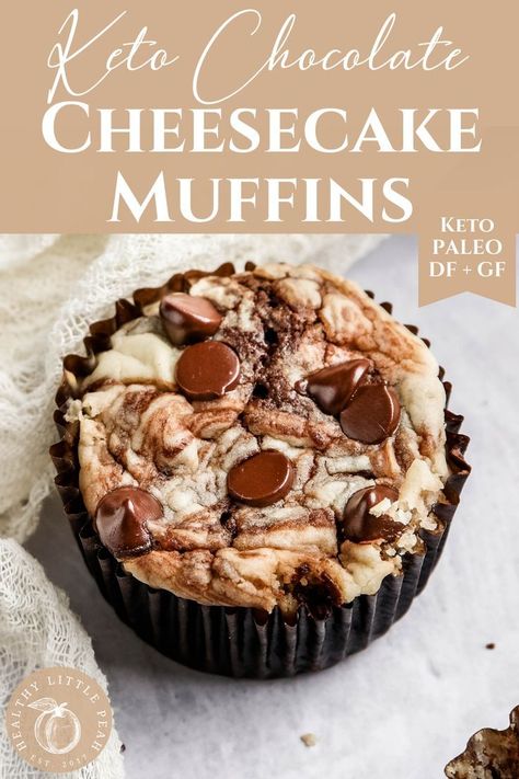 My Keto Chocolate Cheesecake Muffins are a dream come true. They are made with a decadent chocolate batter, topped with a dairy-free cheesecake batter, and filled with dark chocolate chips! These can… More Chocolate Cheesecake Muffins, Keto Chocolate Cheesecake, Keto Muffins, Dairy Free Cheesecake, Cheesecake Muffins, Muffins Recipes, Clean Keto, Peach Recipes, Breakfast Keto