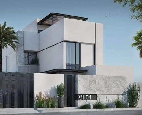 3D House Design Exterior House Design Ideas, Villa Facade Design, Exterior House Design, Contemporary House Exterior, Facade Architecture Design, House Design Ideas, Modern Villa Design, Modern House Facades, Modern Exterior House Designs