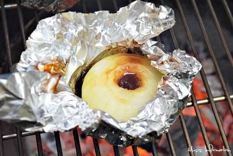 Grilled Onions In Foil Packets | Miss Information Onions On The Grill, Baked Onions, Adobo Seasoning, Roasted Onions, Beer Bread, Foil Packets, Grilled Onions, Vidalia Onions, Bouillon Cube