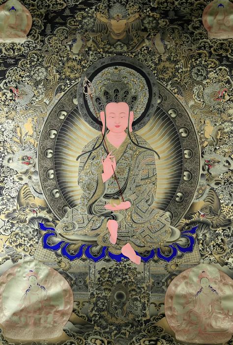 Ksitigarbha Bodhisattva, Buddhist Painting, Buddhism Symbols, Thangka Art, Meditating Buddha, Om Mani Padme Hum, Buddha Meditation, Buddha Painting, Tibetan Art