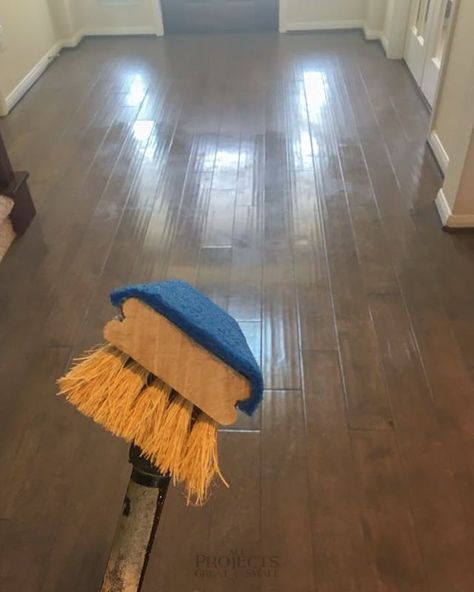 Remove Mop & Glo from Wood Floors - All Projects Great & Small Wood Floor Polish, Mop Wood Floors, Push Broom, Grease Stains, Wood Laminate Flooring, Dark Wood Floors, Magic Eraser, Laminate Flooring, Vinyl Flooring