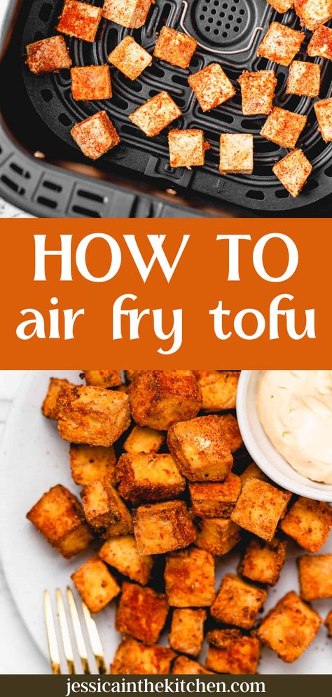 Here’s How to Make Crispy Air Fryer Tofu cooked in just 10 minutes! This tofu is delicious, easy to make and great for meal prep! Here’s a fact of life, air fryer tofu is one of the easiest and delicious quick meals on this blog. Not only will it help you achieve your crispy tofu dreams, but also well seasoned and meal prepped tofu. Did I mention it takes 10 minutes of cooking time?! Crispy Air Fried Tofu Recipe, Basic Tofu Recipe, Crispy Fried Tofu Air Fryer, Cooking Tofu In Air Fryer, Vegan Tofu Air Fryer Recipes, Air Fryer Tofu Crispy Without Cornstarch, Tofu And Edamame Recipes, Air Fryer Tofu Bowl, Air Fry Crispy Tofu